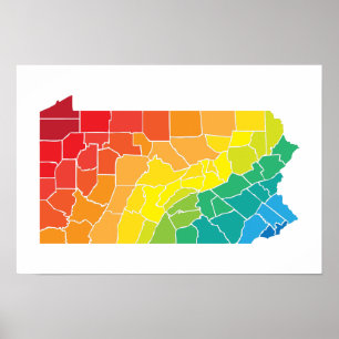 Poster condados coloridos da pennPensilvânia