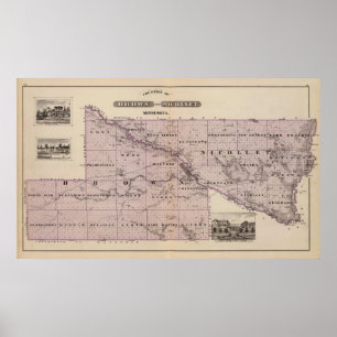 Póster Condados de Brown e Nicollet, Minnesota
