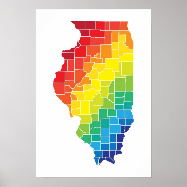 Póster condados de Illinois color (Frente)