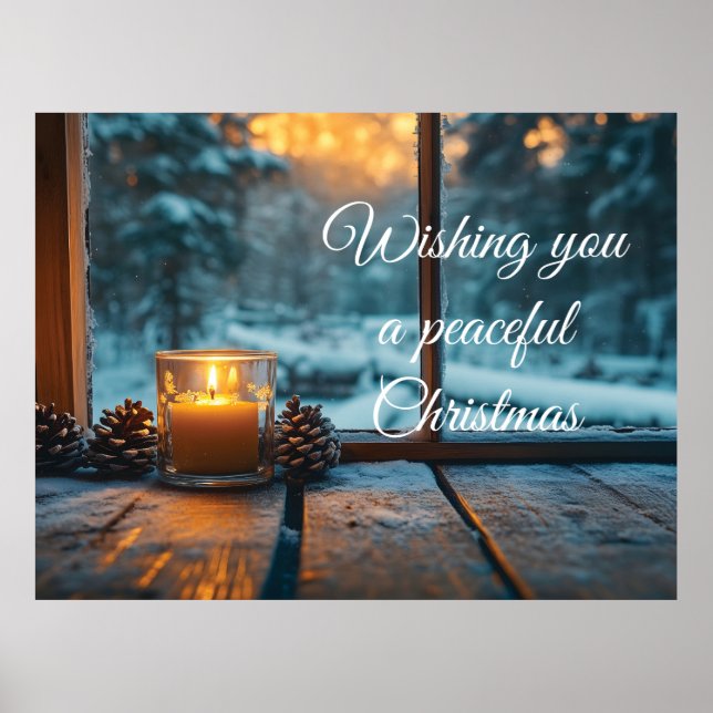 Poster Condecoração pacífica de Natal no inverno na janel (Frente)