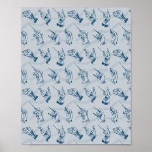 Poster Conductor (pattern in grey and indigo)