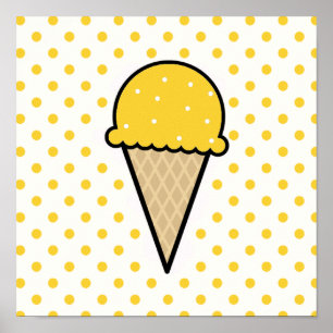 Póster Cone de Sorvete âmbar amarelo