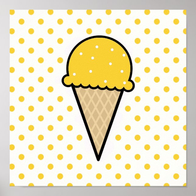 Póster Cone de Sorvete âmbar amarelo (Frente)