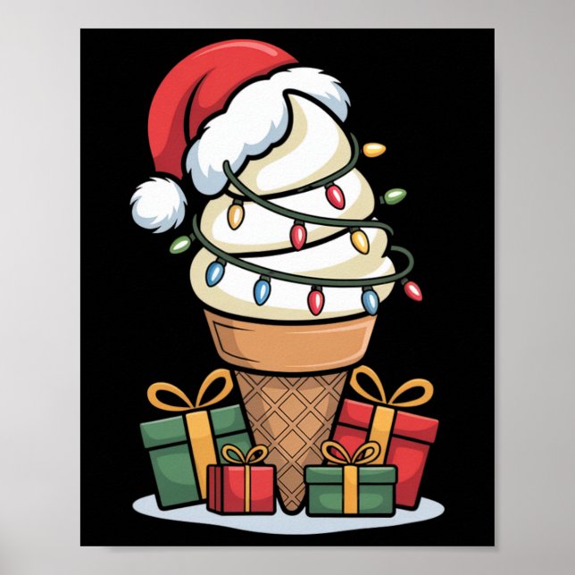 Poster Cone de Sorvete das Luzes de Natal com Des de Papa (Frente)