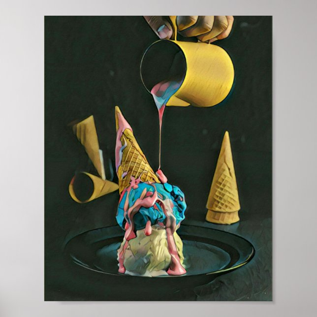 Poster Cone de sorvete de morango (Frente)