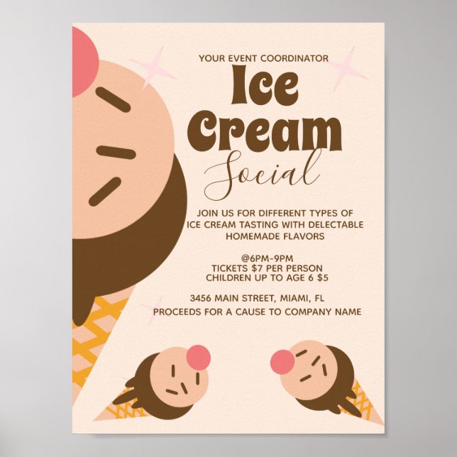 Poster Cone de Sorvete Groovy Social Voador (Frente)