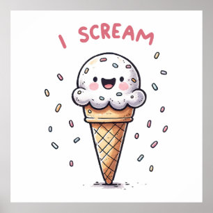 Poster Cone de Sorvete I Scream com Confeitos