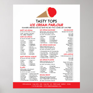 Poster Cone de Sorvete, Menu de Sorveteria