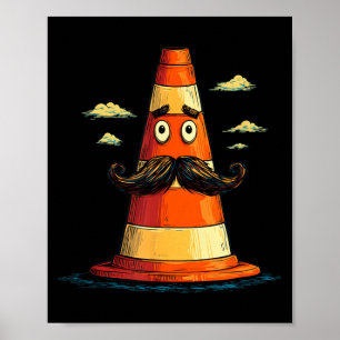 Poster Cone de Tráfego Legal com Bigode para Meninos e