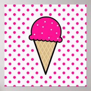 Póster Cone do sorvete do rosa quente