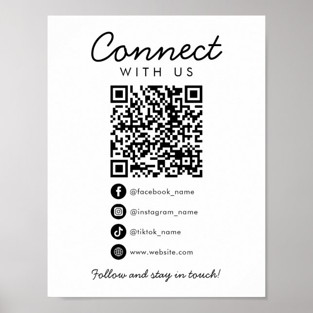 Poster Conecte-se com o Modelo de Código QR de Mídia Soci (Frente)