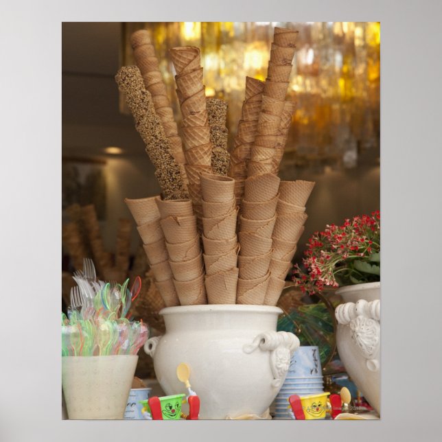 Póster Cones de gelato de sorvete no visor compro (Frente)