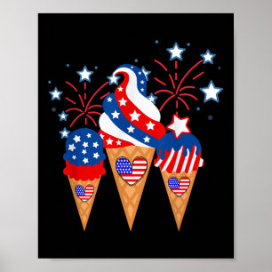 Poster Cones de Sorvete 4 de Julho Feriado Patriótico
