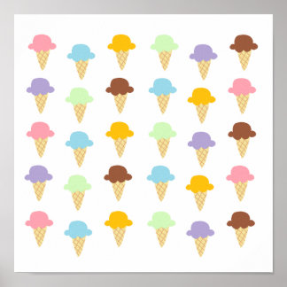 Póster Cones Sorvetes Coloridos