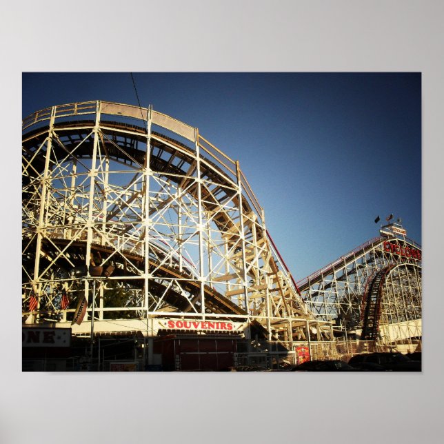 Póster Coney Island Cyclone Roller Porta copos, Pequena (Frente)