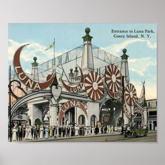 Poster Coney Island, Entrada, Vintage Inspirado (Frente)