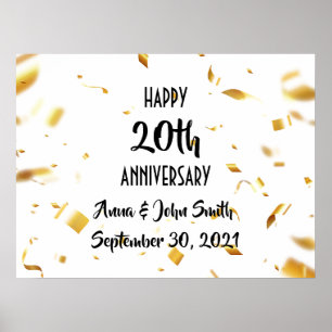 Poster Confete de ouro para feliz e personalizável