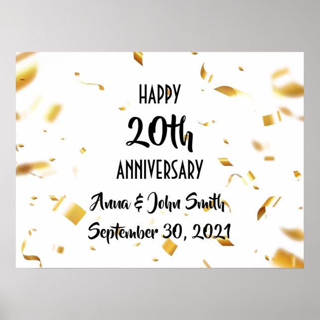 Poster Confete de ouro para feliz personalizável (Frente)