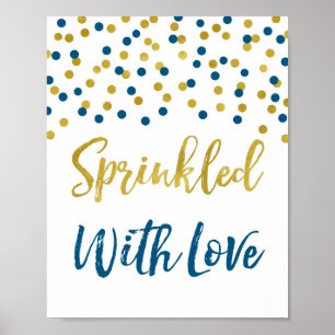 Poster Confetti Azul do Marinho Dourado borrifado com Sin