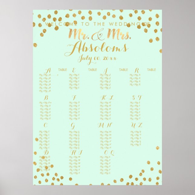 Póster Confetti Dourado DIYcolor/Faux/Assento Alfa (Frente)