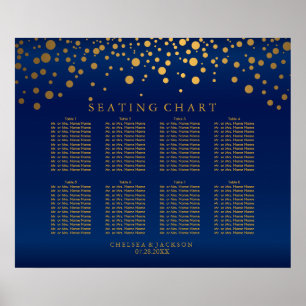 Poster Confetti Pontos Dourados e Gráfico de Lugar Azul-S