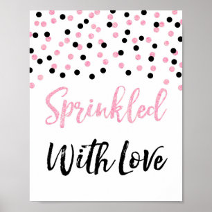 Poster Confetti Preto Rosa Espelhado com Sinal de Amor