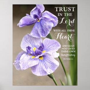 Poster Confiança no Lord Proverbs 3:5 Purple Iris Floral