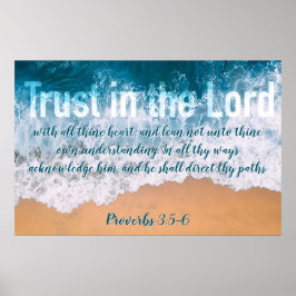 Poster Confiança no Lorde Proverbs 3:5-6, ondas do Oceano