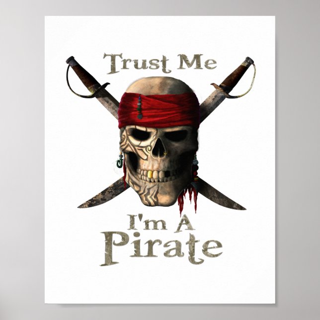 Poster Confie em mim, sou um crânio pirata e espadas, Anc (Frente)