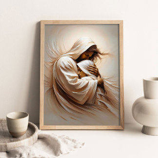 Poster Confie Nele, Arte Cristã, Jesus Cristo e Menina