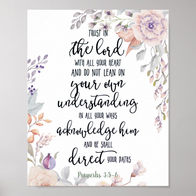 Poster Confie no Senhor floral (Frente)
