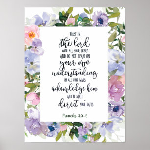 Poster Confie no Senhor floral