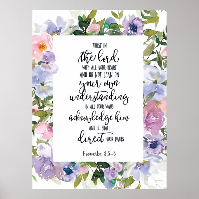 Poster Confie no Senhor floral   (Frente)