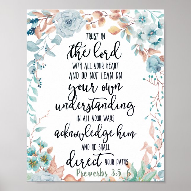 Poster Confie no Senhor floral (Frente)