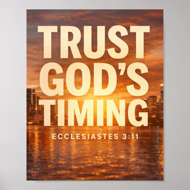 Poster Confie no Tempo de Deus – Eclesiastes 3:11 Fé (Frente)