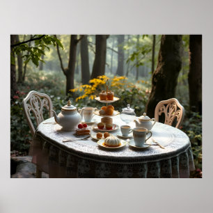 Poster Configuração De Chá À Tarde Whimsso Na Floresta Mí