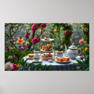Poster Configuração De Chá De Tarde Sumptuosa No Jardim