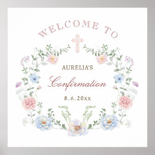 Poster Confirmação de Quadro Floral Elegante Bem-Vindo