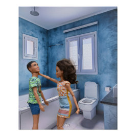 Póster Conflito da tampa do vaso sanitário