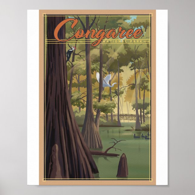 Poster Congaree National Park Litho Trabalho de arte (Frente)