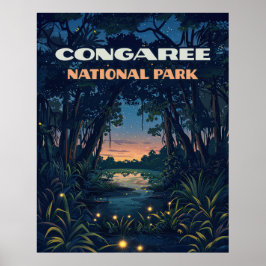 Poster Congaree National Park Swamp South Carolina Retro