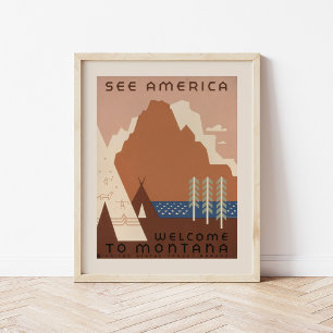 Poster Conheça a América Bem-vindo a Montana   Viagens An