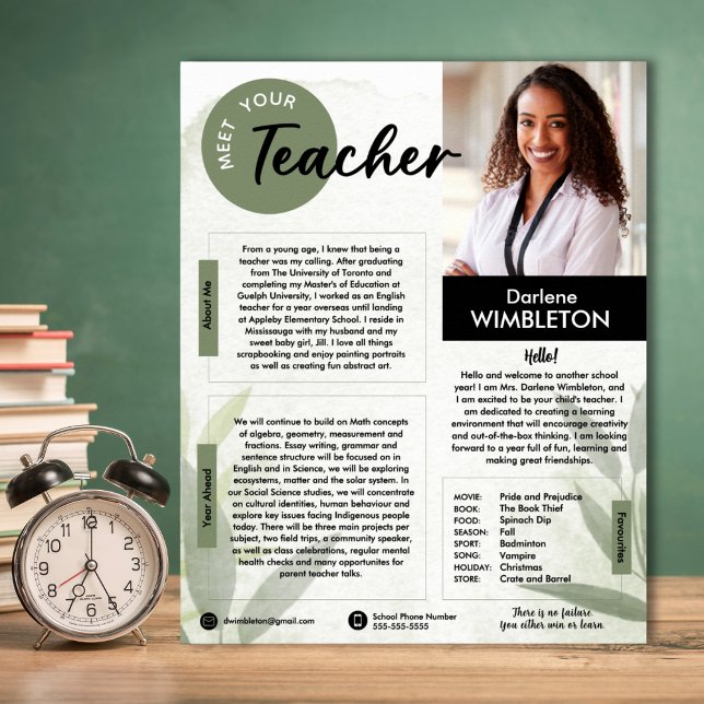 Poster Conheça A Folga Do Professor (Meet The Teacher Handout. Great for teachers for the first day of school)