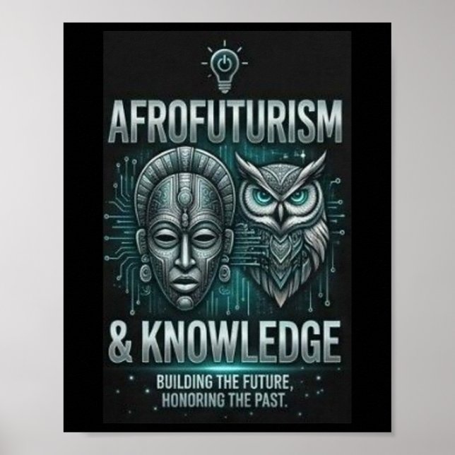 Poster Conhecimento de Afrofuturismo Máscara Africana Cor (Frente)