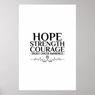 Poster conhecimento do cancer da mama com fita e citação.