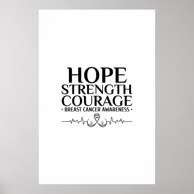 Poster conhecimento do cancer da mama com fita e citação. (Frente)