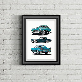 Poster Conjunto de 3 carros vintage.