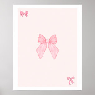 Poster Conjunto de Arte de Parede com Laços Rosa Tendênci
