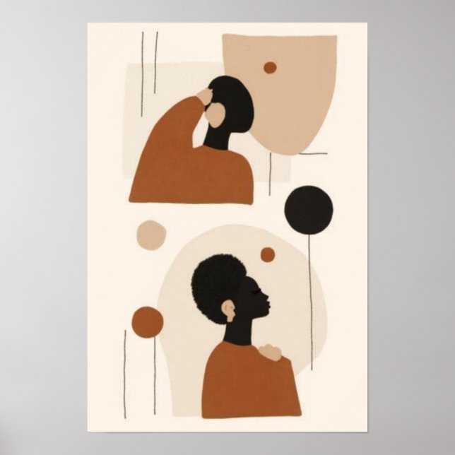 Poster Conjunto de Arte de Parede de Retrato Abstrato | M (Frente)