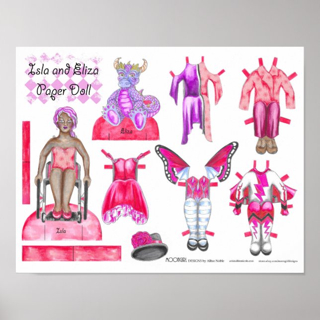 Poster Conjunto de Bonecas de Papel Isla e Eliza - Tocar  (Frente)